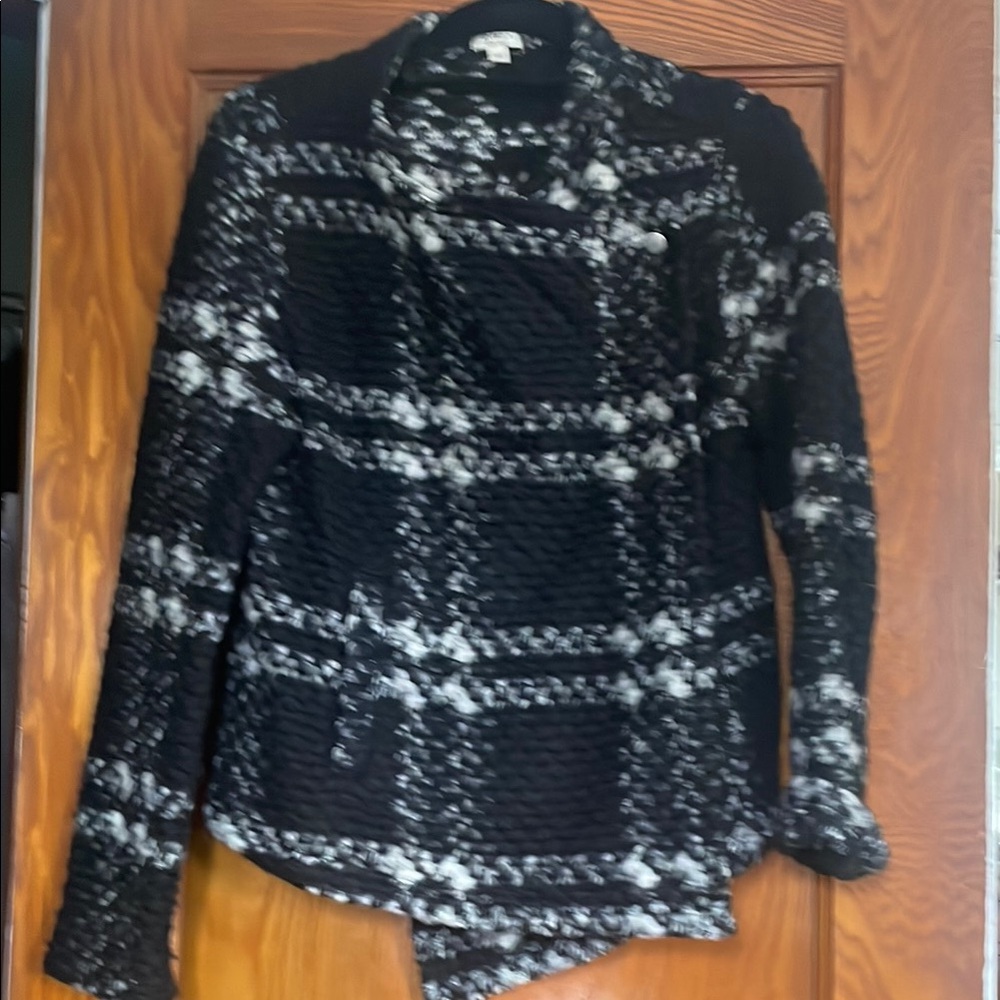 Dylan Chic Black and White Textured Plaid Jacket